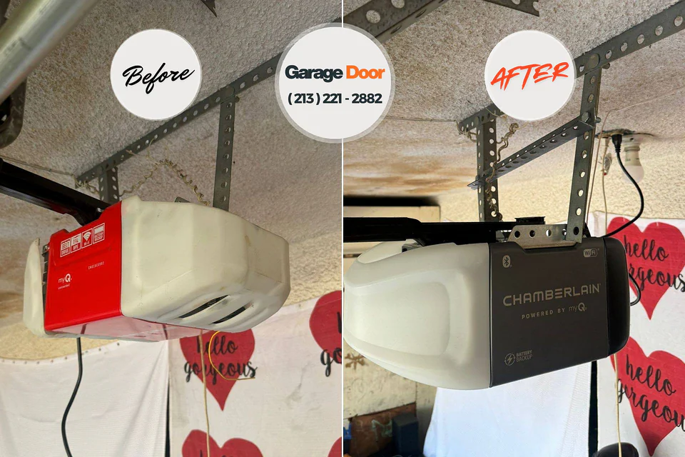 Before and after: garage door repair Ludington, MI